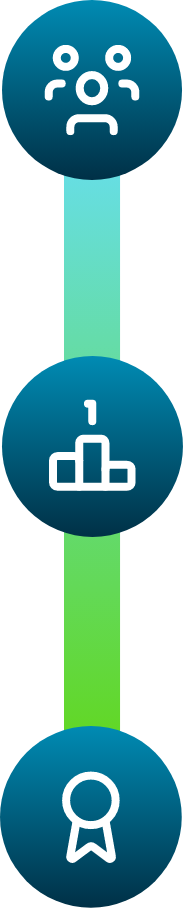 Three vertically stacked icons with a blue to green gradient linking them.